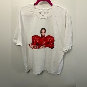 NWOT White Graphic Tee with Red 'On Air' Portrait of Beyoncé